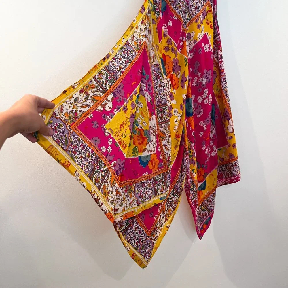 Anthropologie Colorful Floral Oversized Relaxed Handkerchief Print Midi Dress S - Picture 3 of 10
